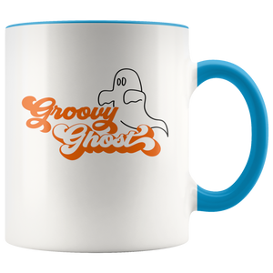 Groovy Ghost Funny Halloween Hipster Coffee Mug - Retro Groovy Halloween Gift - Island Dog T-Shirt Company