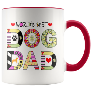 Worlds Best Dog Dad Mug - Fur Baby Daddy Coffee Mug for Men - Best Dog Father Ever with Accent Colors - Island Dog T-Shirt Company