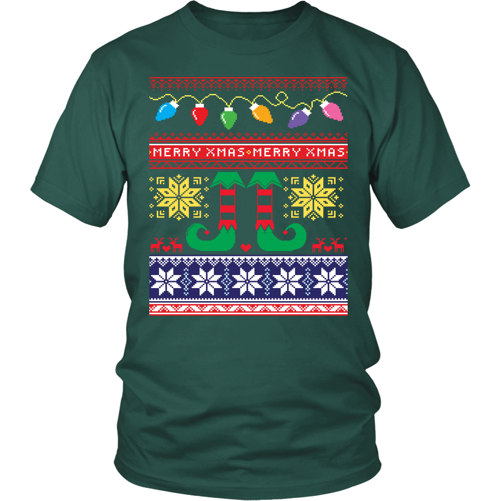 Ugly Christmas Shirt for Men and Women - Short Sleeve Holiday Party Santa's Elves Unisex Tee - Island Dog T-Shirt Company