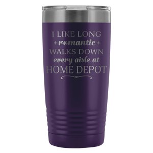 Insulated Coffee Travel Mugs - I Like Long Romantic Walks Down Every Aisle At Home Depot Funny Coffee Mugs for Women & Men - 20 oz Funny Coffee To Go Mug - Island Dog T-Shirt Company