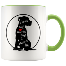 I Love Big Mutts and I Cannot Lie - Funny Dog Lover Coffee Mug - 2-Tone 11 oz Color Accent Cup - Island Dog T-Shirt Company