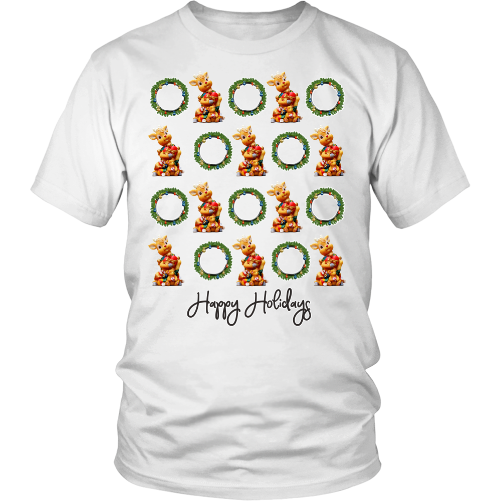Ugly Christmas Shirt - Reindeer & Wreaths - Cotton Holiday T-Shirt - Island Dog T-Shirt Company