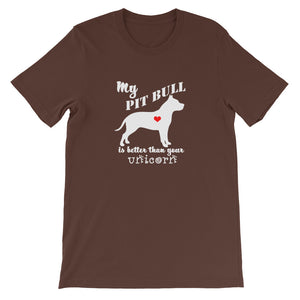 My Pit Bull is Better Than Your Unicorn Men's T-Shirt - Island Dog T-Shirt Company