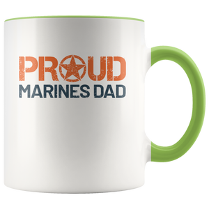 Proud Dad of a Marine 11 oz 2-Color Coffee Mug for Corpsman's Father - Island Dog T-Shirt Company