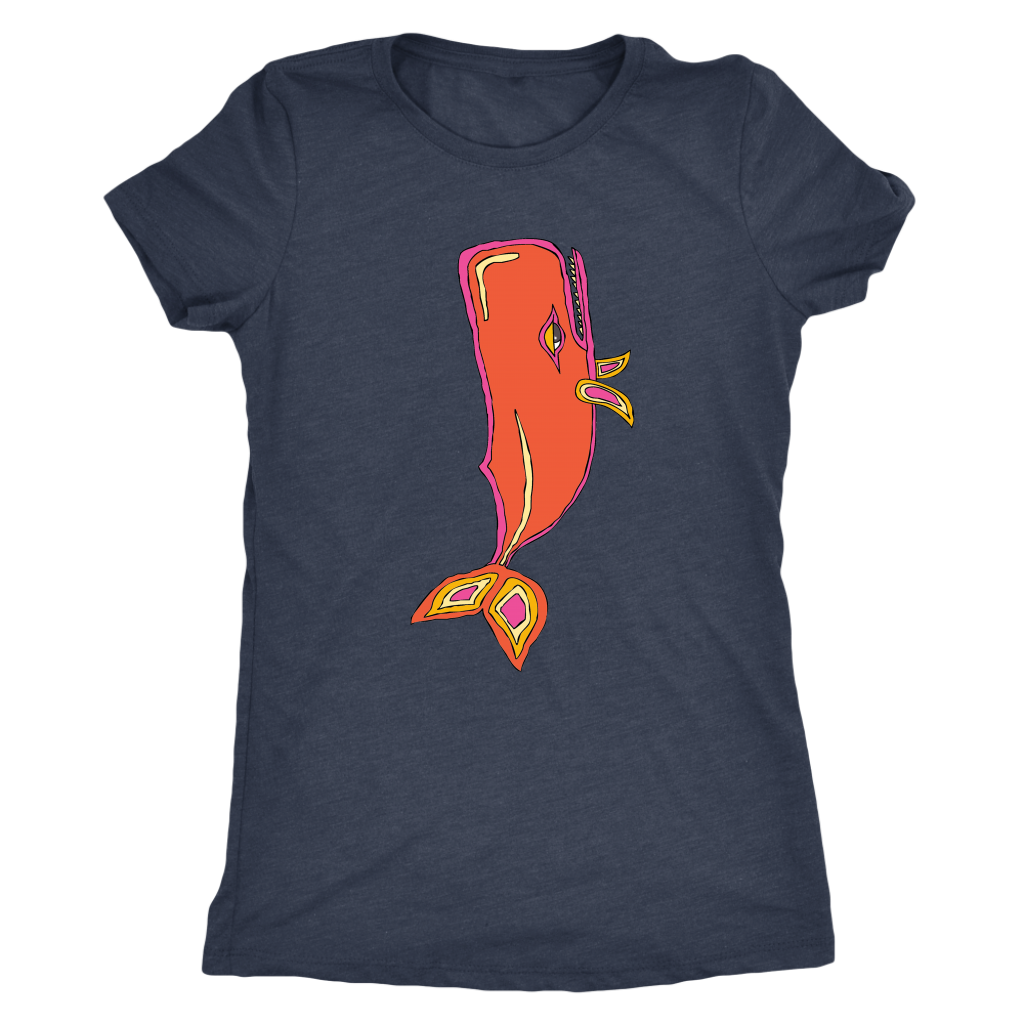 Whale Ascending - Ladies' Whale Tee - Women's Ultra Soft Tri-blend Short Sleeve Whale T-Shirt - Island Dog T-Shirt Company