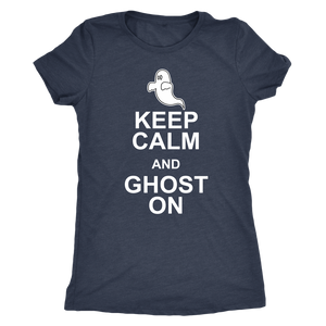 Keep Calm and Ghost On - Funny Women's Ghostly Halloween Tee for Ladies - Island Dog T-Shirt Company