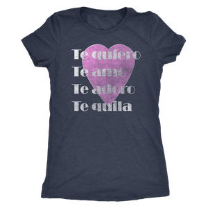 Te Quiero Tequila - I Love You Tequila - Women's Heart Tequila Drinking Ultra Soft Tee - Island Dog T-Shirt Company