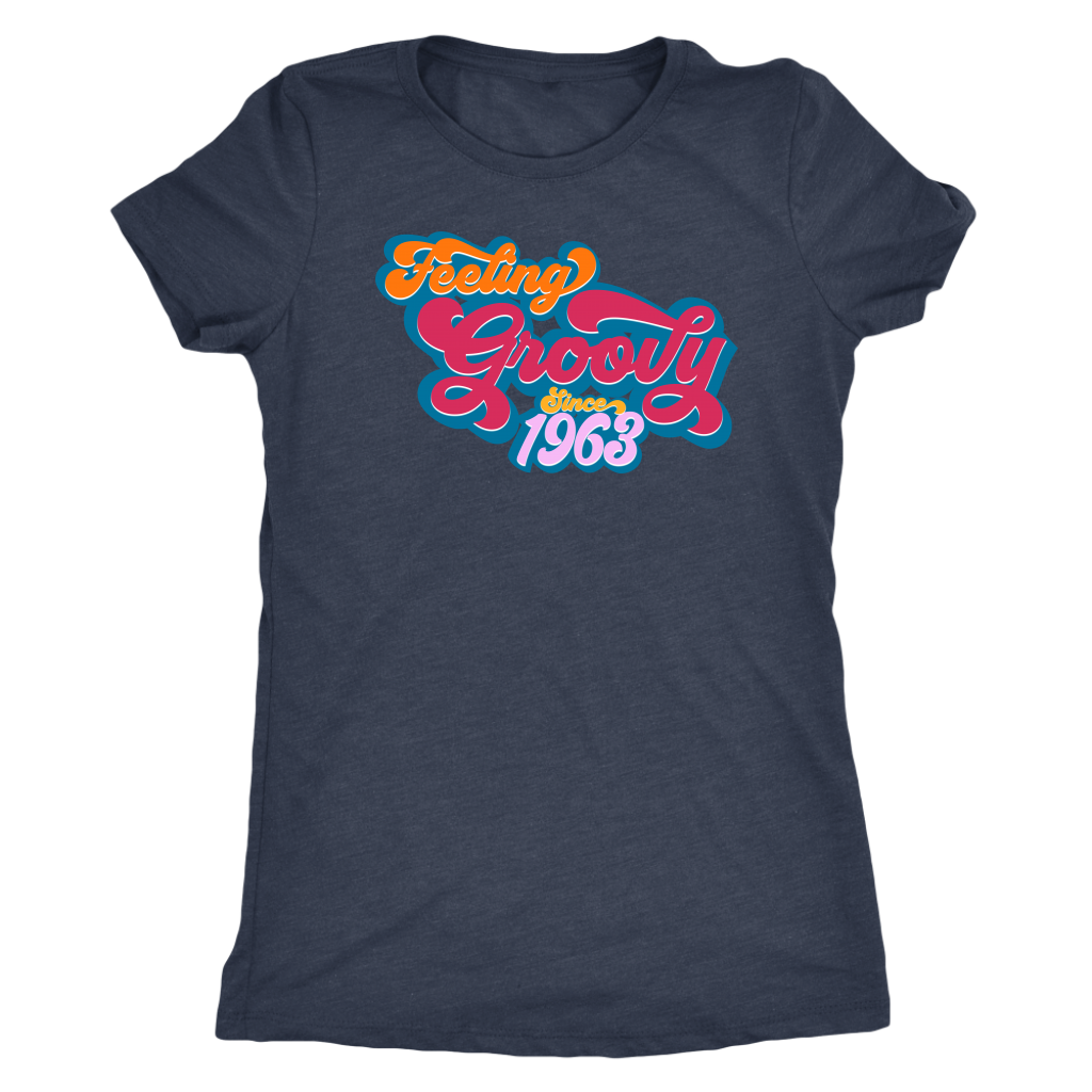 Feeling Groovy Since 1963 - Ladies' Birthday Year Shirt for Women - Anniversary Ultra Soft Tee - Island Dog T-Shirt Company