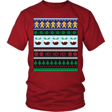 Ugly Christmas Shirt for Men and Women - Holiday Party Gingerbread Ho Ho Ho Unisex Tee - Dark - Island Dog T-Shirt Company
