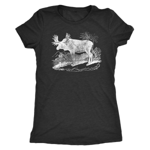 Vintage Moose Ladies' Retro Tee - Women's Ultra Soft Comfort Short Sleeve Tee - Moose T-shirt for Her - Island Dog T-Shirt Company
