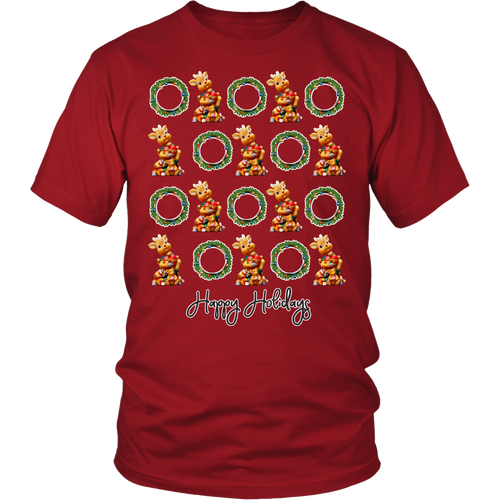 Ugly Christmas Shirt - Reindeer & Wreaths - Cotton Holiday T-Shirt - Island Dog T-Shirt Company