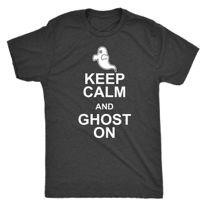 Keep Calm and Ghost On - Funny Men's Ghostly Halloween Tee for Guys - Island Dog T-Shirt Company