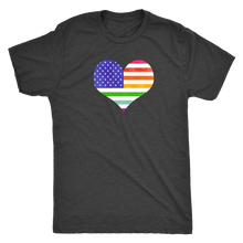 LGBTQ - Rainbow Pride US Flag Heart - Vintage Distressed Men's Short Sleeve Comfort Tee - Island Dog T-Shirt Company
