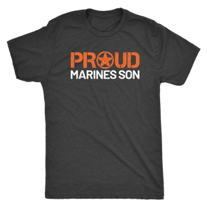 Proud Son of a Marine - Men's Ultra Soft Comfort Short Sleeve Tee - Son's Military Pride Shirt for His Mom or Dad - Island Dog T-Shirt Company