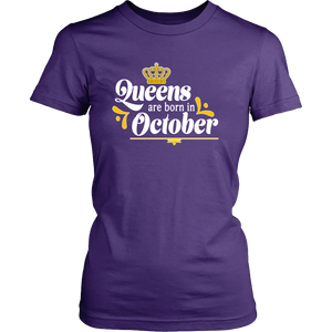 Queens are Born in October Birthday Gift Idea for Women - Island Dog T-Shirt Company