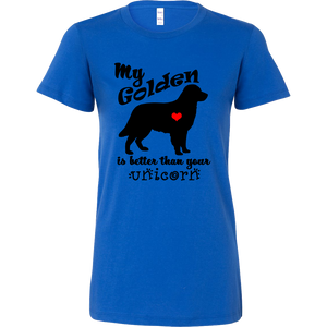 My Golden Retriever is Better Than Your Unicorn Women's T-Shirt - Long Body Tee - Island Dog T-Shirt Company