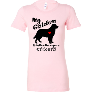 My Golden Retriever is Better Than Your Unicorn Women's T-Shirt - Long Body Tee - Island Dog T-Shirt Company