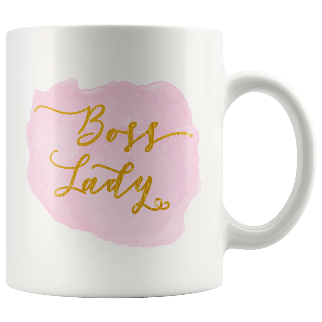 Boss Lady Mugs for Women - Rose Pink Gold and White Coffee Mug - Island Dog T-Shirt Company