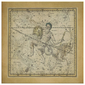 Vintage Zodiac Wall Art - Aquarius Constellation Maps - Constellation Canvas Art - Zodiac Statement Wall Decor - January Horoscope Stars - Square Canvas - 4 Sizes - Island Dog T-Shirt Company
