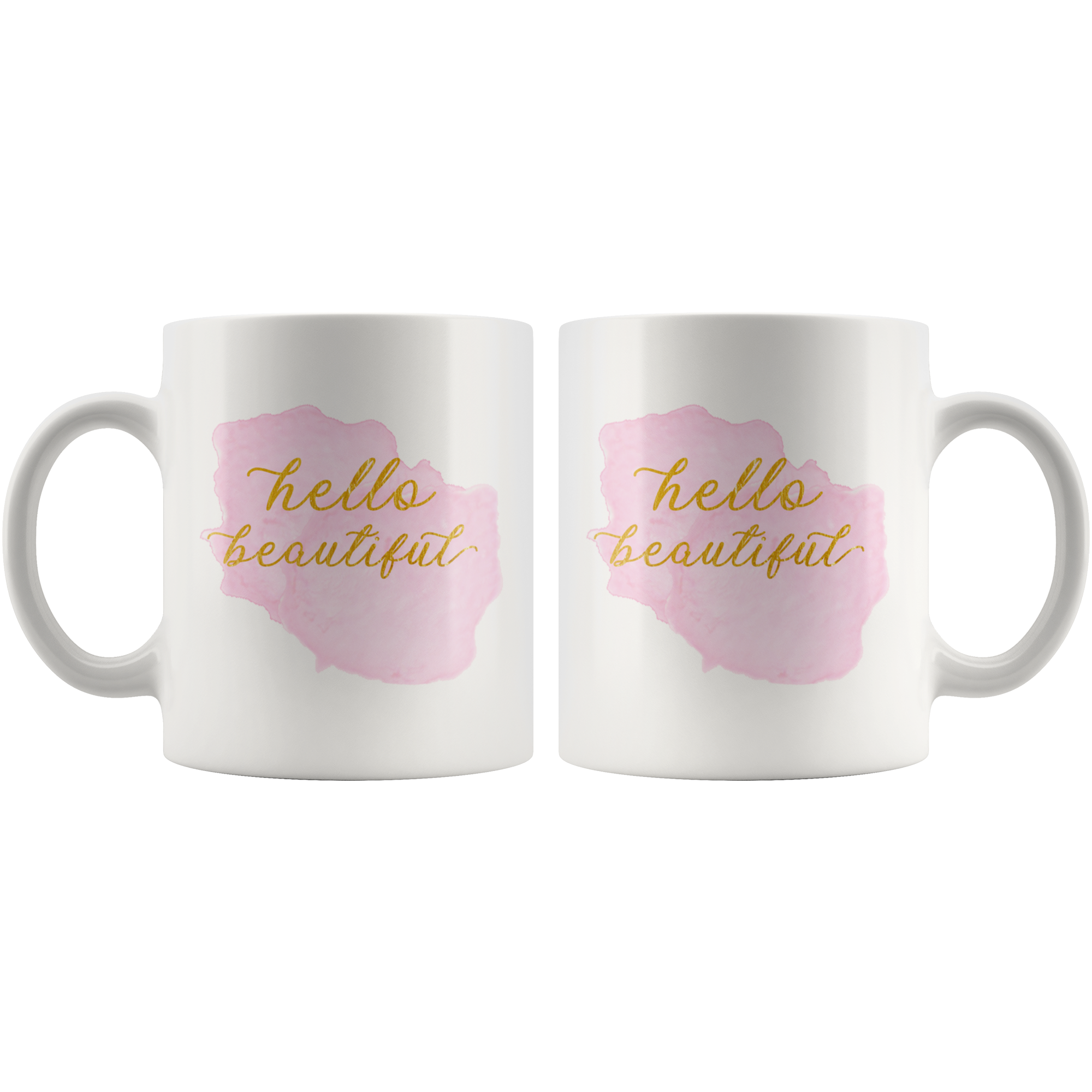 Hello Lovely Coffee Mug for Women - Cute Rose Pink and Gold Cups