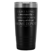 Insulated Coffee Travel Mugs - I Like Long Romantic Walks Down Every Aisle At Home Depot Funny Coffee Mugs for Women & Men - 20 oz Funny Coffee To Go Mug - Island Dog T-Shirt Company