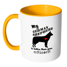 My German Shepherd is Better Than Your Unicorn Two Tone Ceramic Coffee Mug with Accent Handle - Island Dog T-Shirt Company