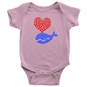 Whale Lover Babies Bodysuit - Cute Whale with Hearts Onesie Newborn - 24M - Island Dog T-Shirt Company